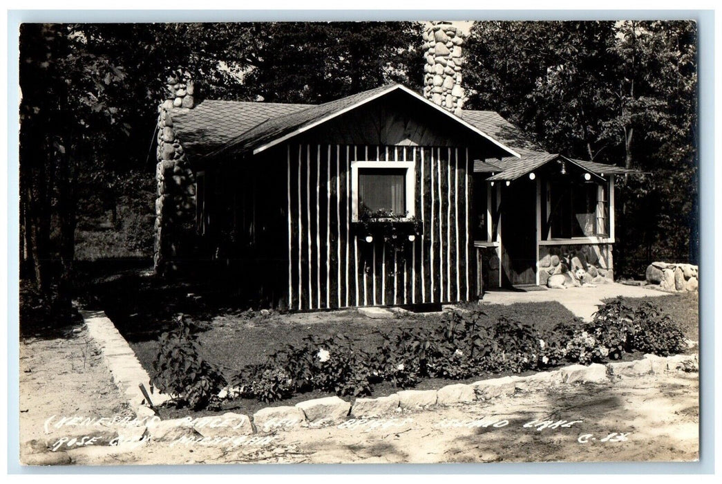 c1940's Kenesaws Place Geo Briggs Island Lake Rose City MI RPPC Photo Postcard