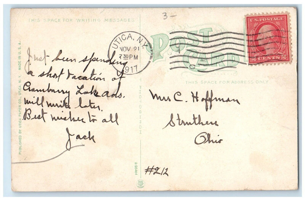 1917 Masonic Temple New Century Club Exterior Building Utica New York Postcard