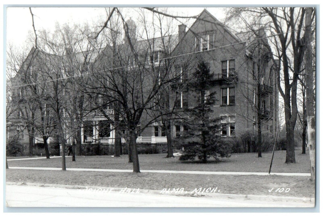 1918 Alma College Wright Hall Alma Michigan MI RPPC Photo Antique Postcard