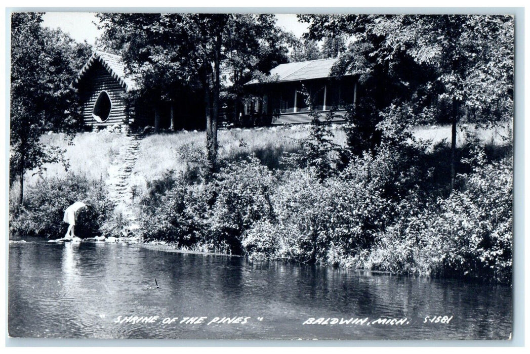 c1940's Shrine Of The Pines Baldwin Michigan MI RPPC Photo Vintage Postcard