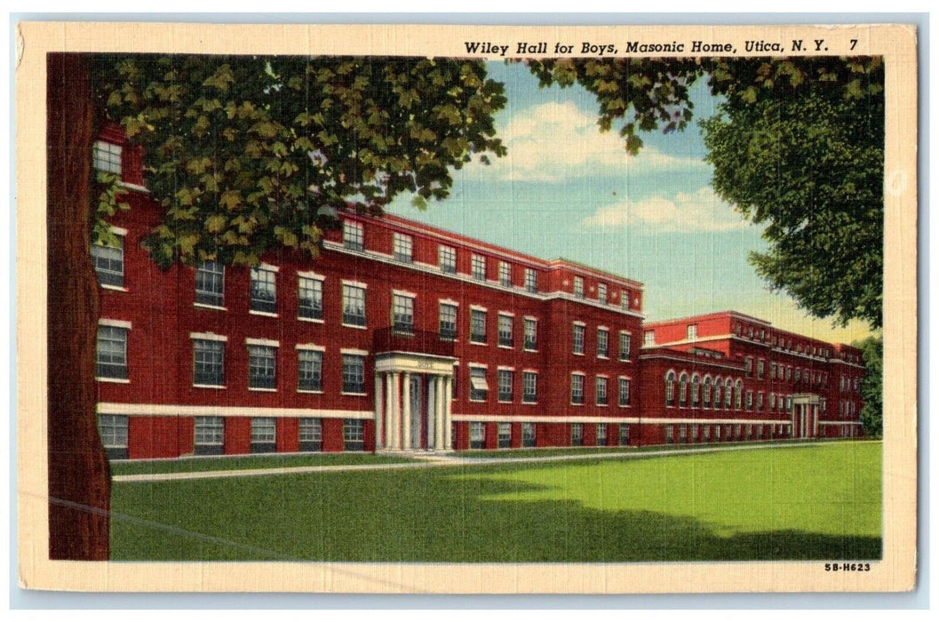 c1940 Wiley Hall Boys Masonic Home Exterior Building Utica New York NY Postcard