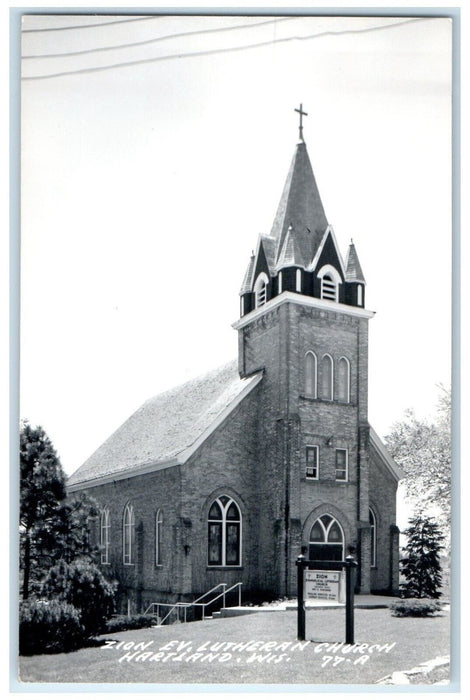 c1950's Zion Ev. Lutheran Church Hartland Wisconsin RPPC Photo Vintage Postcard