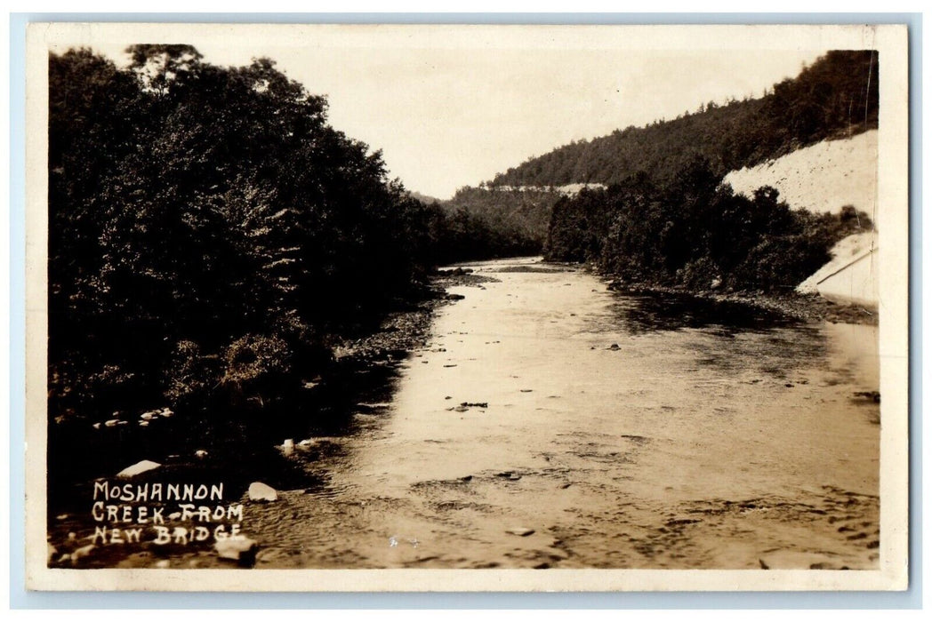 c1930's Moshannon Creek From New Bridge Moshannon Creek PA RPPC Photo Postcard