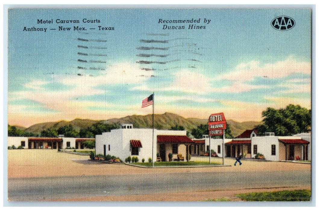 1951 Exterior Motel Caravan Courts Anthony New Mexico NM Posted Vintage Postcard