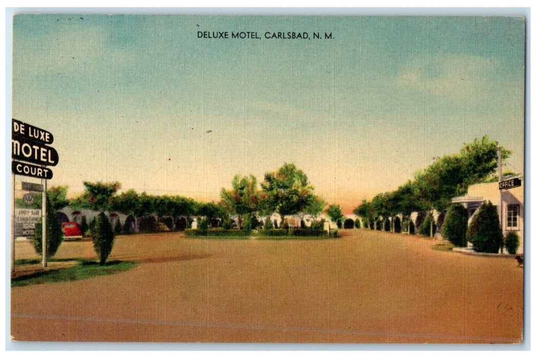 1940 Entrance Deluxe Motel Carlsbad New Mexico Vintage Antique Unposted Postcard