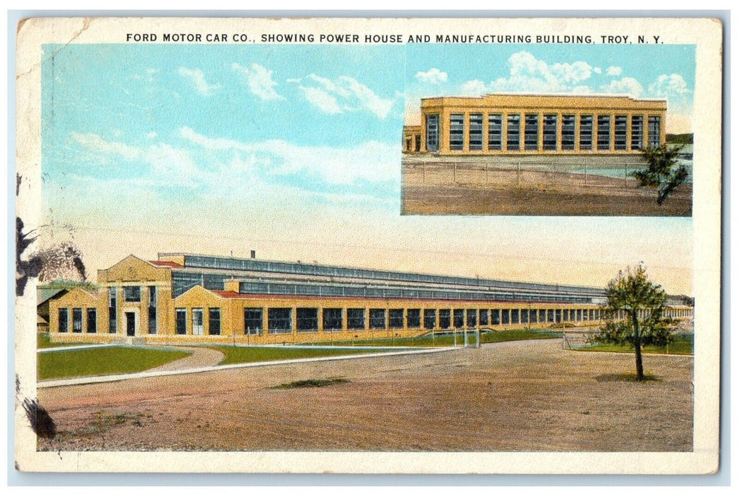 1925 Ford Motor Car Power House Manufacturing Building Troy New York NY Postcard