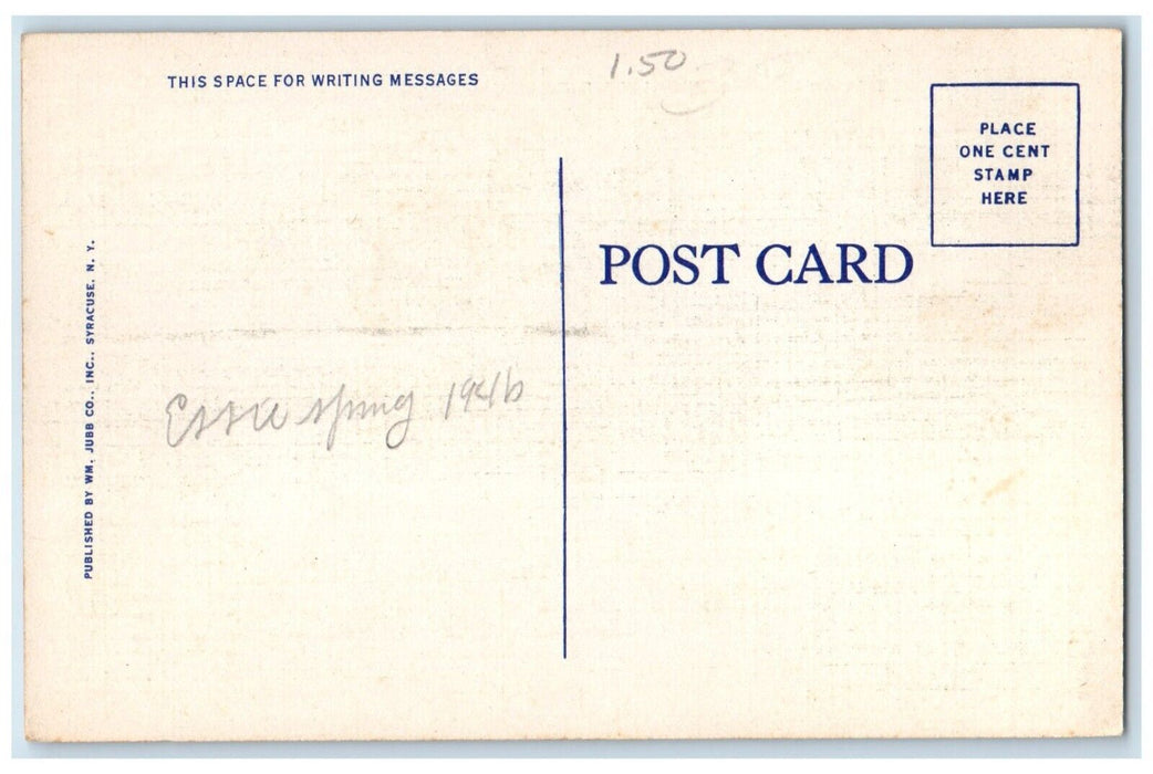 c1940 Seward Park Memorial Monument Showing Building Auburn New York NY Postcard