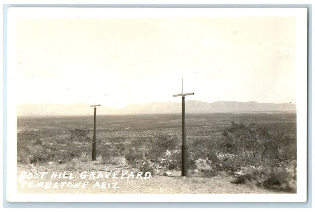 c1940's Boot Hill Graveyard Tombstone Arizona AZ RPPC Photo Vintage Postcard