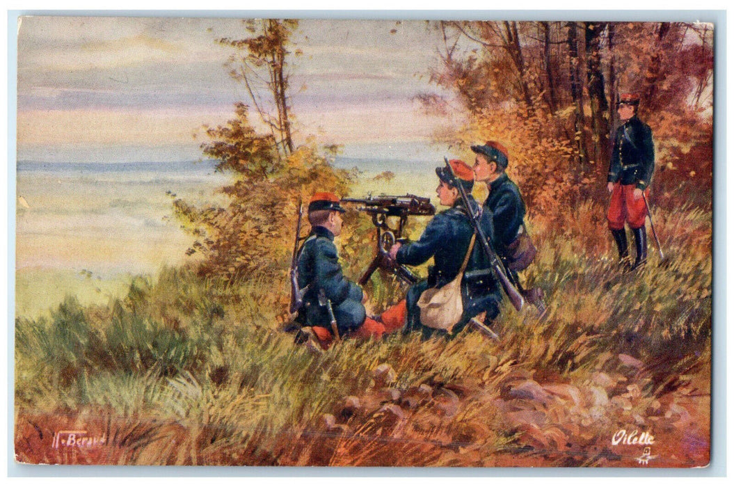 c1910 Men using Gun French Army Infantry France Oilette Tuck Art Postcard