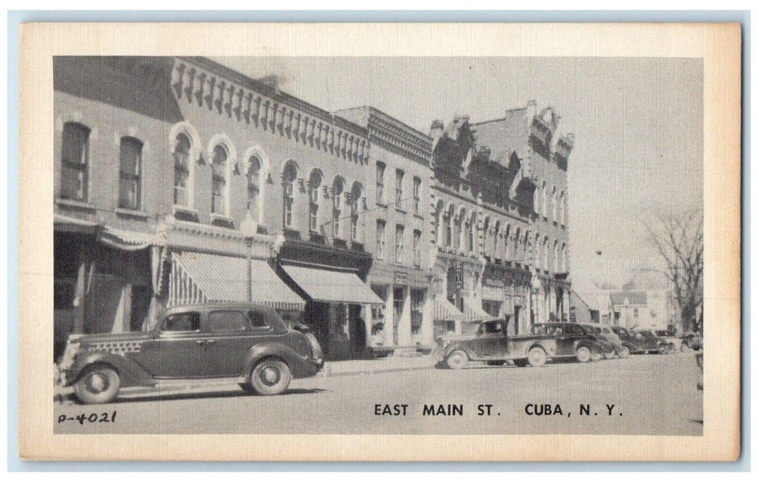 c1940 East Main St. Exterior Building Classic Car Cuba New York Vintage Postcard