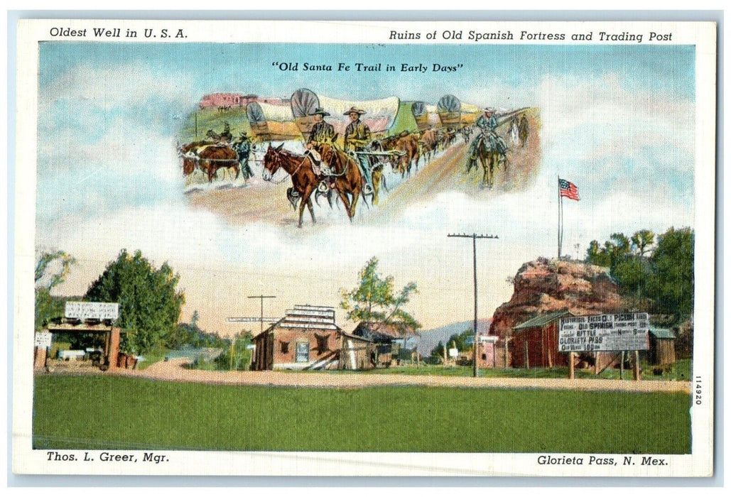 c1940 Multi-View Ruins Old Spanish Fortress Trading Post New Mexico NM Postcard