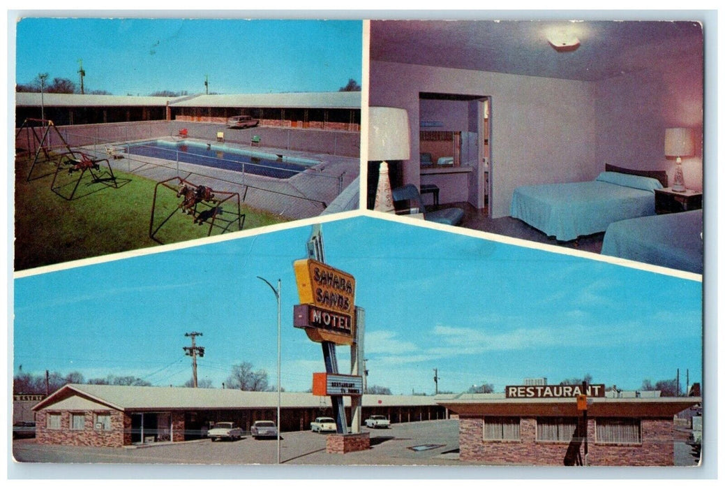 1960 Multi-View Sahara Sands Motel Tucumcari New Mexico Antique Vintage Postcard