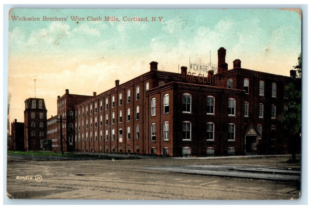 1909 Wickwire Brothers Wire Cloth Mills Exterior Cortland New York NY Postcard
