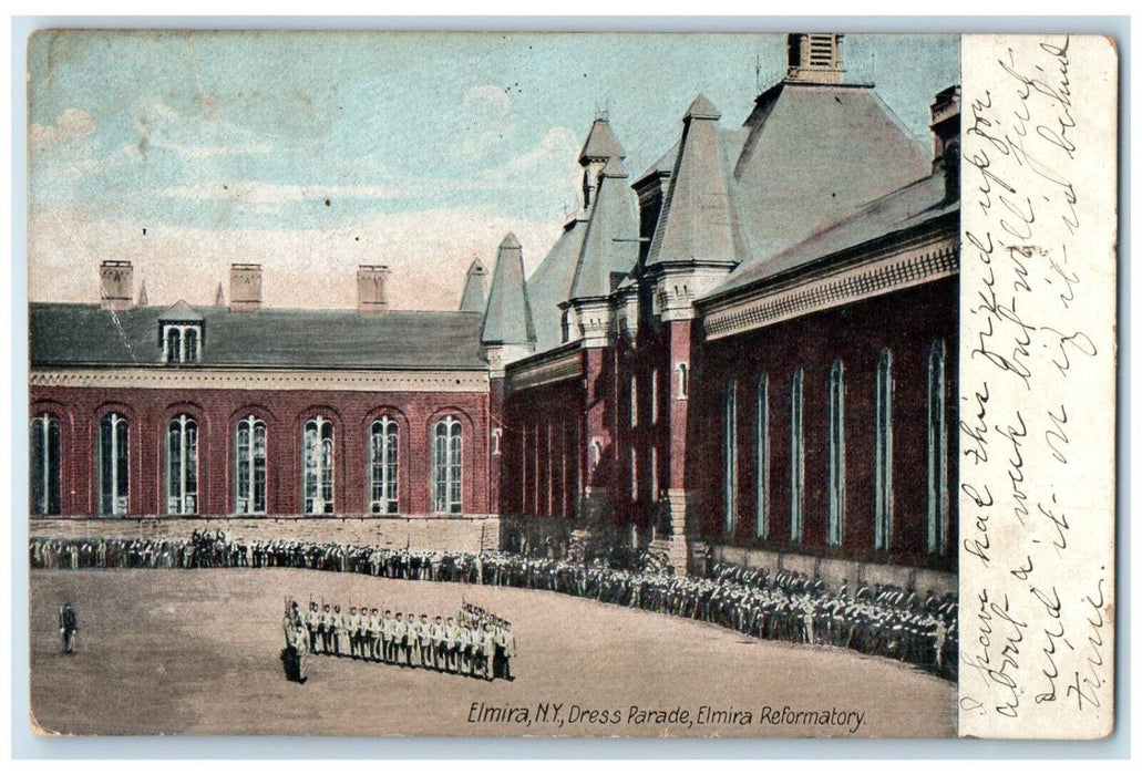 1908 Dress Parade Elmira Reformatory Exterior Building Elmira New York Postcard