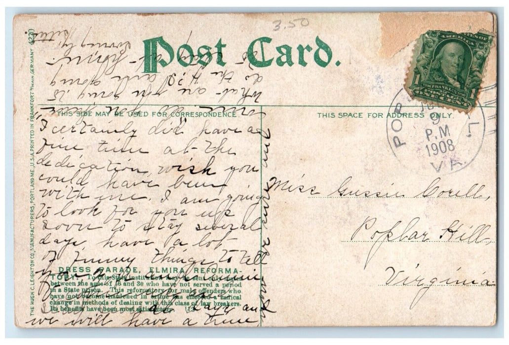 1908 Dress Parade Elmira Reformatory Exterior Building Elmira New York Postcard