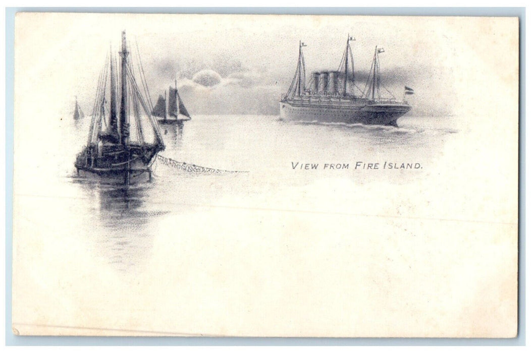 c1905 View From Fire Island Steamer Ship Ferry Long Island New York NY Postcard