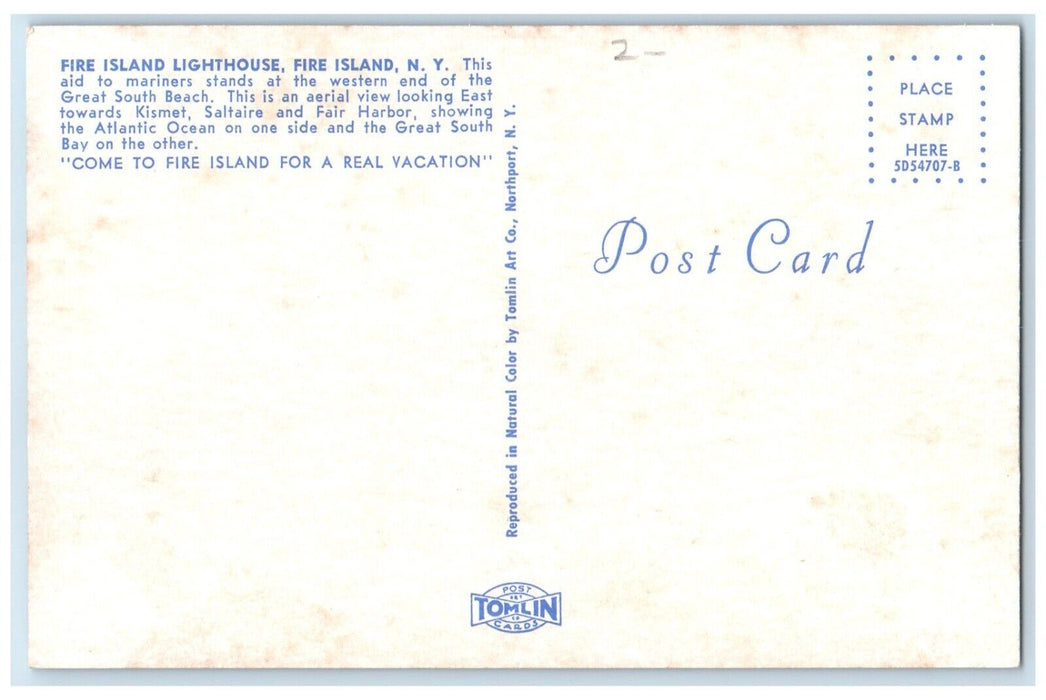 c1960 Fire Island Lighthouse South Beach Exterior Fire Island New York Postcard