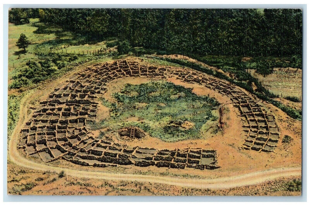 1940 Birds Eye View Ruins Tyuonyi Frijoles Canyon New Mexico NM Vintage Postcard