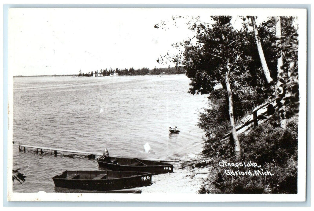c1910's Otsego Lake Boat Scene Gaylord Michigan MI RPPC Photo Antique Postcard