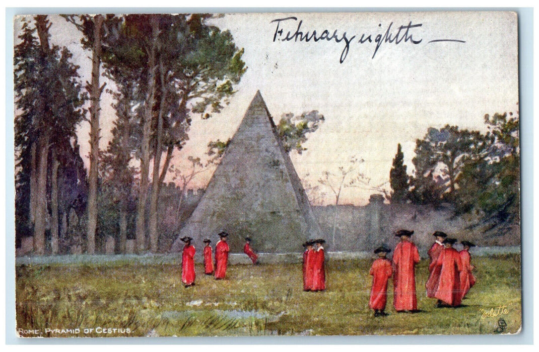 1922 Pyramid of Cestius Rome Italy Oilette Tuck Art Antique Posted Postcard