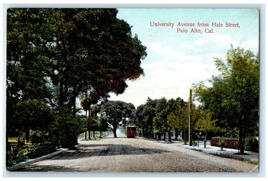 University Avenue From Hale Street Trolley Palo Alto California CA Postcard