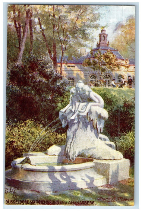 c1910 Fairy Tale Fountain Mountain Dusseldorf Germany Oilette Tuck Art Postcard