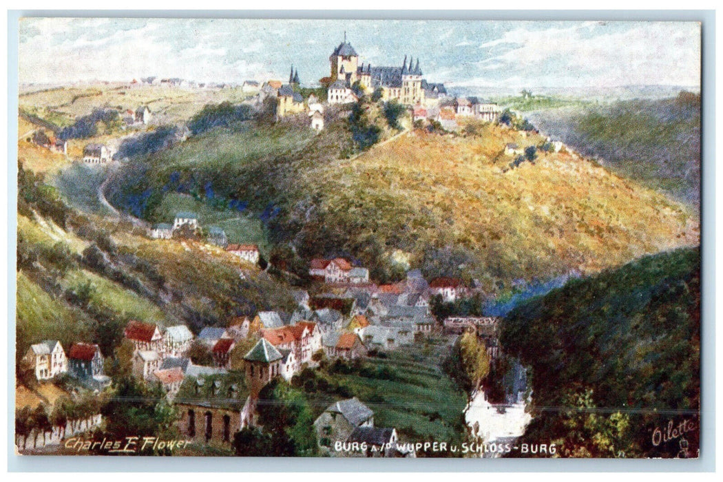 c1910 Wupper Burg Castle Germany Oilette Tuck Art Antique Unposted Postcard