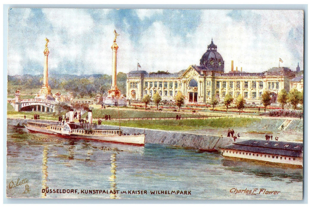 c1910 Palace Kaiser Wilhelm Park Dusseldorf Germany Oilette Tuck Art Postcard