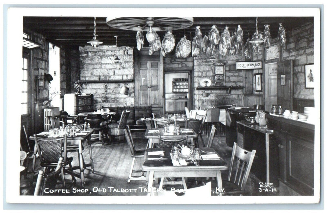 Coffee Shop Old Talbott Tavern Interior Bardstown Kentucky RPPC Photo Postcard