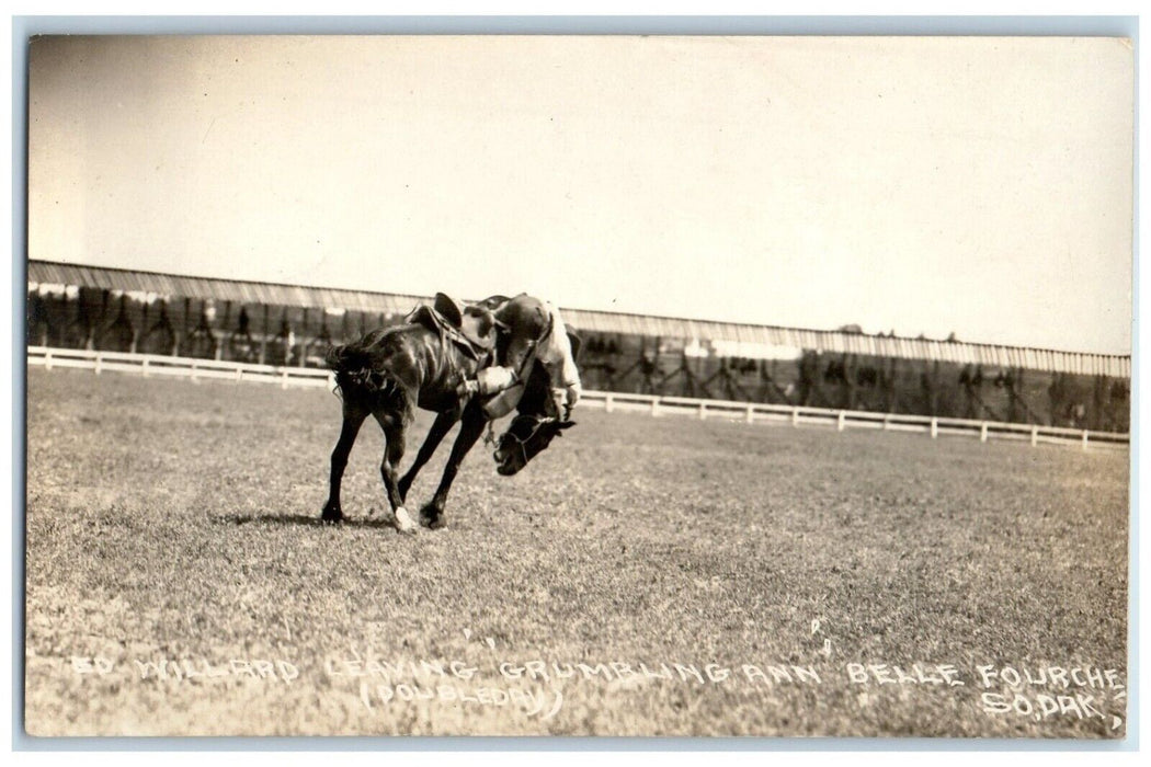 Ed Willard Rodeo Grumbling Ann Belle Fourche SD Doubleday RPPC Photo Postcard