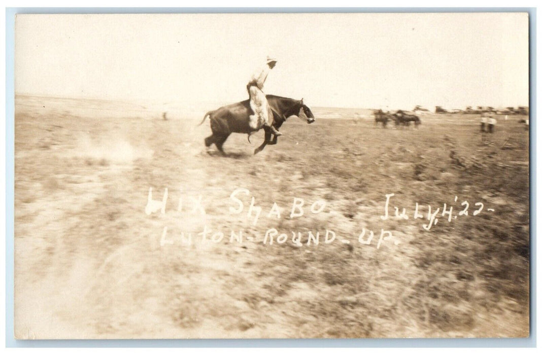 c1910's Luton Iowa IA, Hix Shabo Luton Round Up Rodeo RPPC Photo Postcard