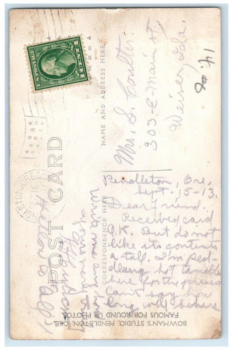 1913 Ben Corbet Riding Cyclone Let'er Buck Oregon OR RPPC Photo Antique Postcard