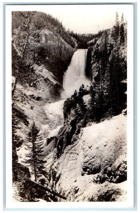 Haynes Great Falls From Red Rock Yellowstone Park Wyoming WY RPPC Photo Postcard