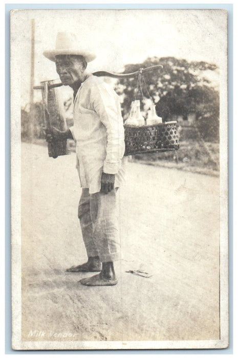 c1910's Milk Vendor San Juan Puerto Rico PR RPPC Photo Unposted Antique Postcard