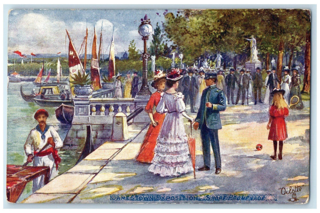 1910 Shore Promenade Jamestown Exposition 2591 Posted Oilette Tuck Art Postcard