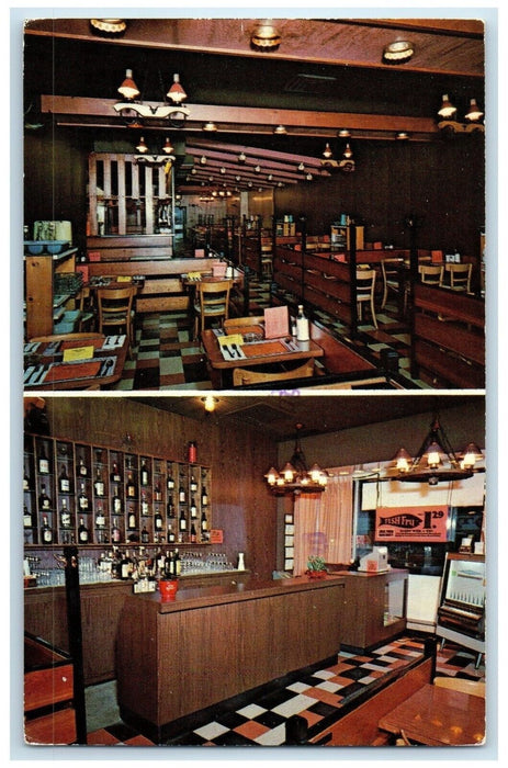 1974 Steak N'Burger Restaurant Main St. Interior Bar Buffalo New York Postcard