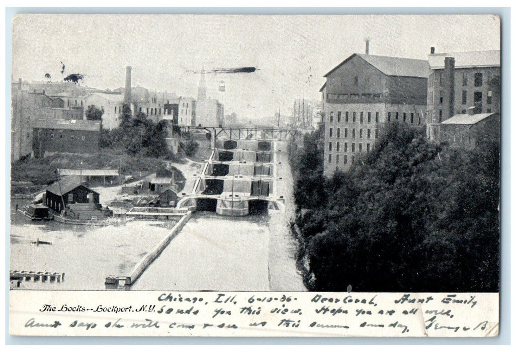 1907 View Of The Locks Locksport New York NY, Chicago Illinois IL Postcard
