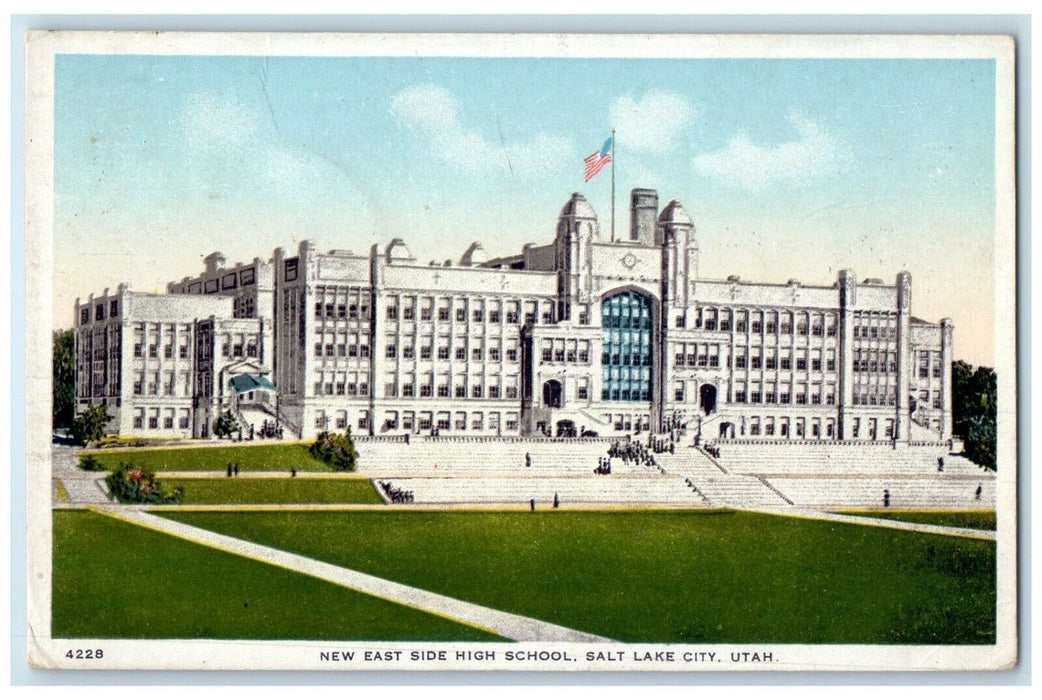 1920 New East Side High School Exterior Building Salt Lake City Utah UT Postcard