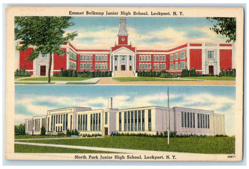 Emmet Belknap Junior High School And North Park High School Lockport NY Postcard