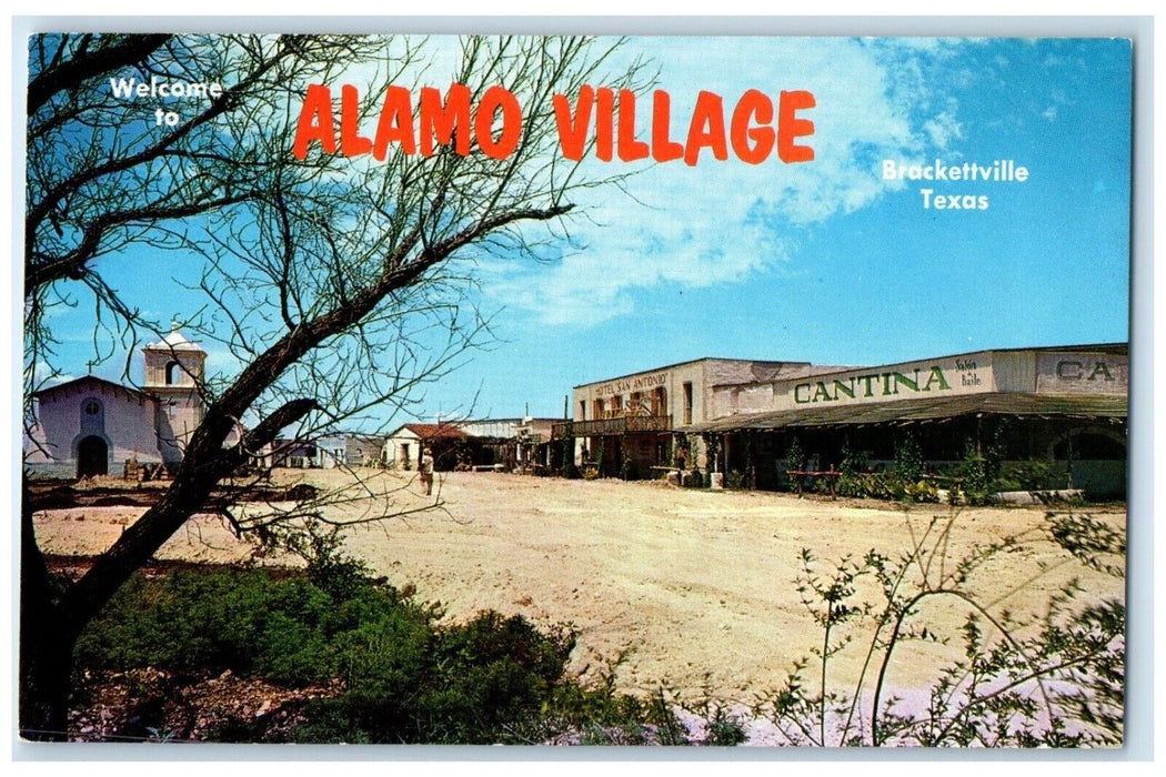 c1960 Welcome Alamo Village Cantina Road Exterior Brackettville Texas Postcard