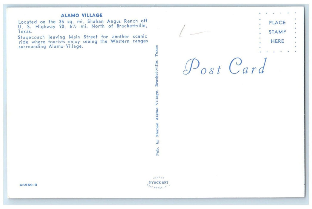 c1960 Alamo Village Shahan Angus Ranch Off Street Brackettville Texas Postcard