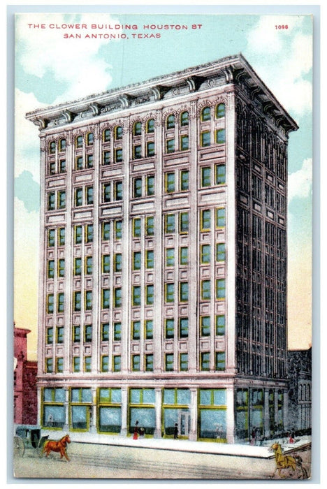 c1910 Clower Building Houston Exterior Building St. San Antonio Texas Postcard