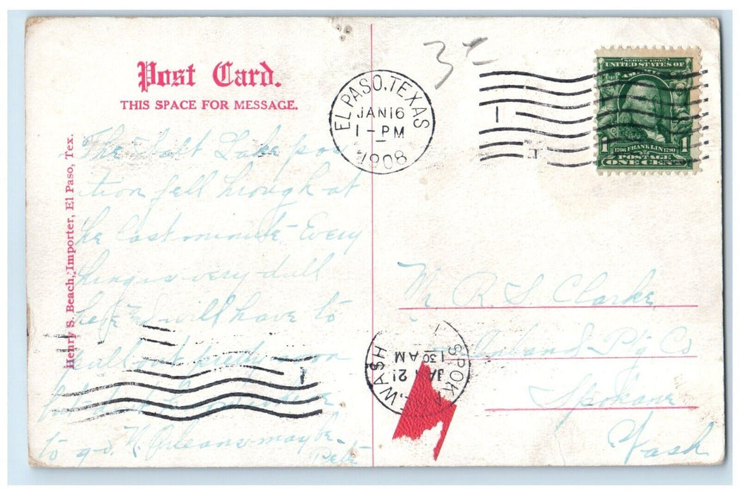 1908 City Hall County Court House Exterior Building Road El Paso Texas Postcard