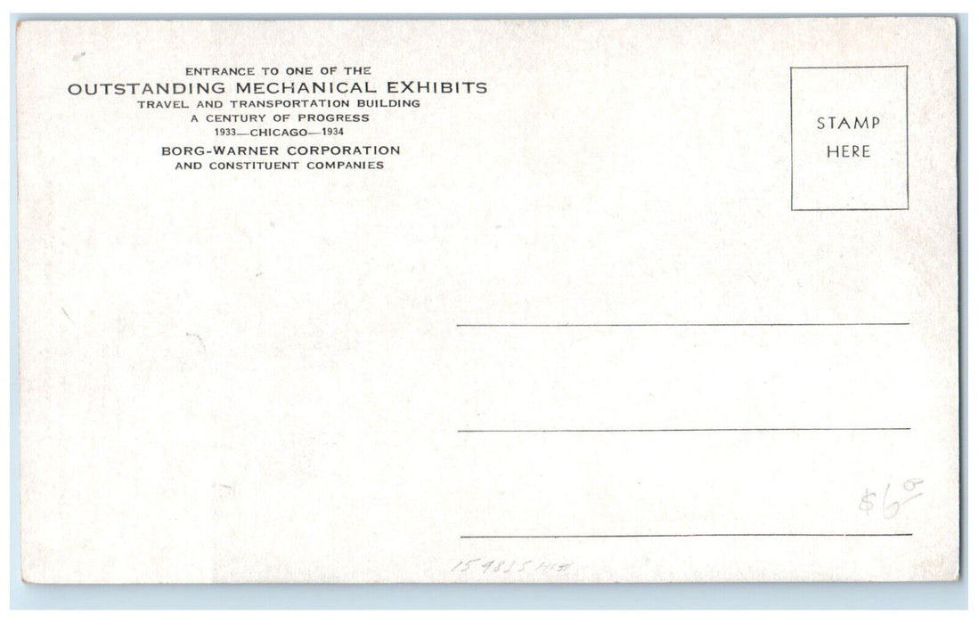 c1905 Borg-Warner Corporation Exhibit Century Progress Chicago Illinois Postcard