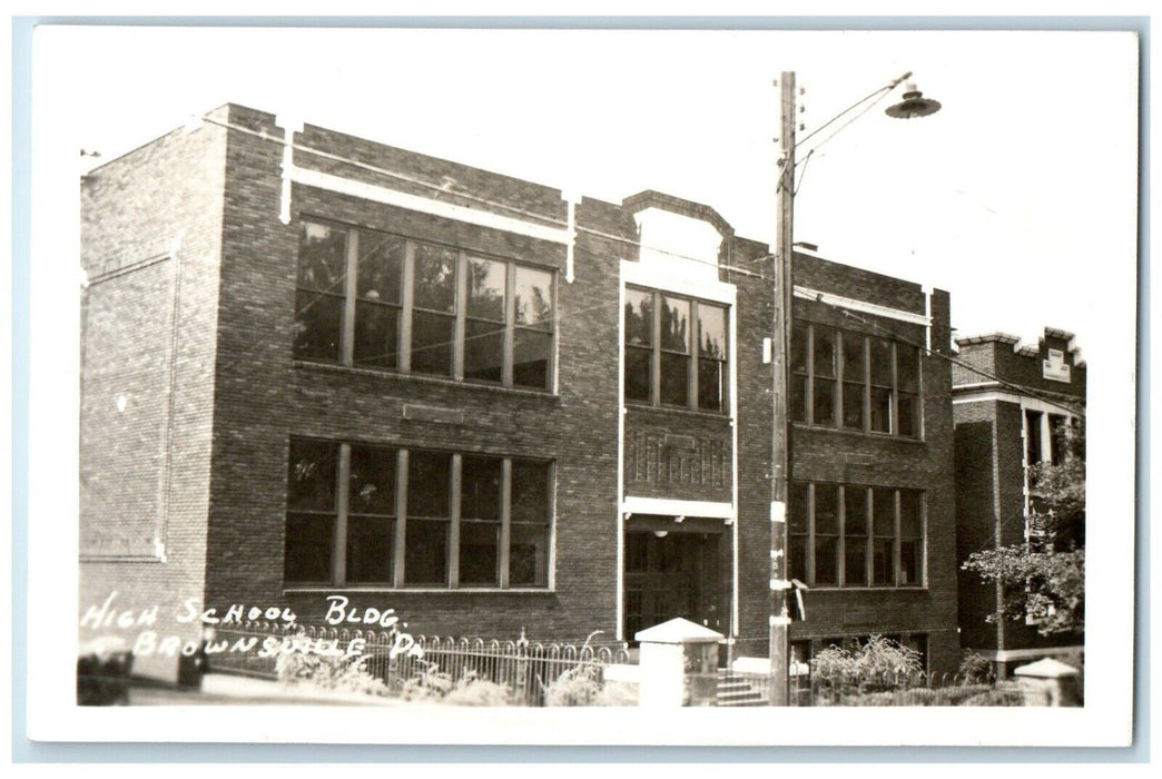 c1950's High School Bldg. Brownsville Pennsylvania PA RPPC Photo Postcard