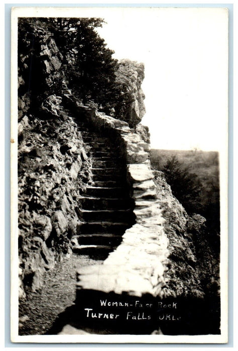 1955 Woman Face Rock Turner Falls Oregon OR Minneapolis MN RPPC Photo Postcard