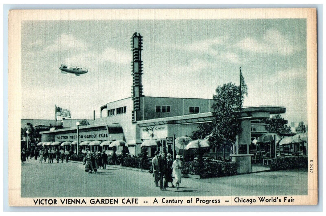 1940 Victor Vienna Garden Cafe Chicago Worlds Fair Illinois IL Unposted Postcard