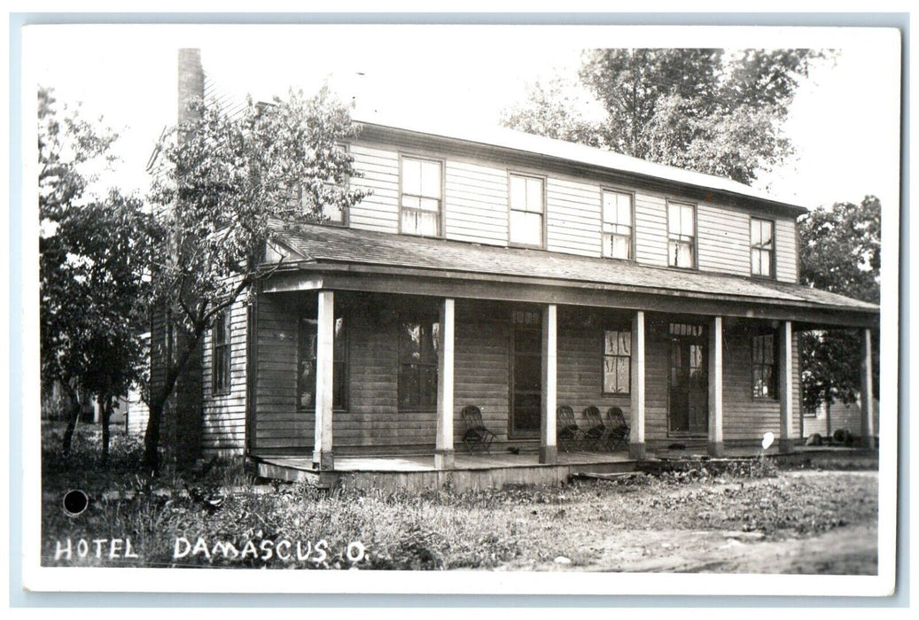 c1950's View Of Hotel Damascus Ohio OH RPPC Photo Posted Vintage Postcard