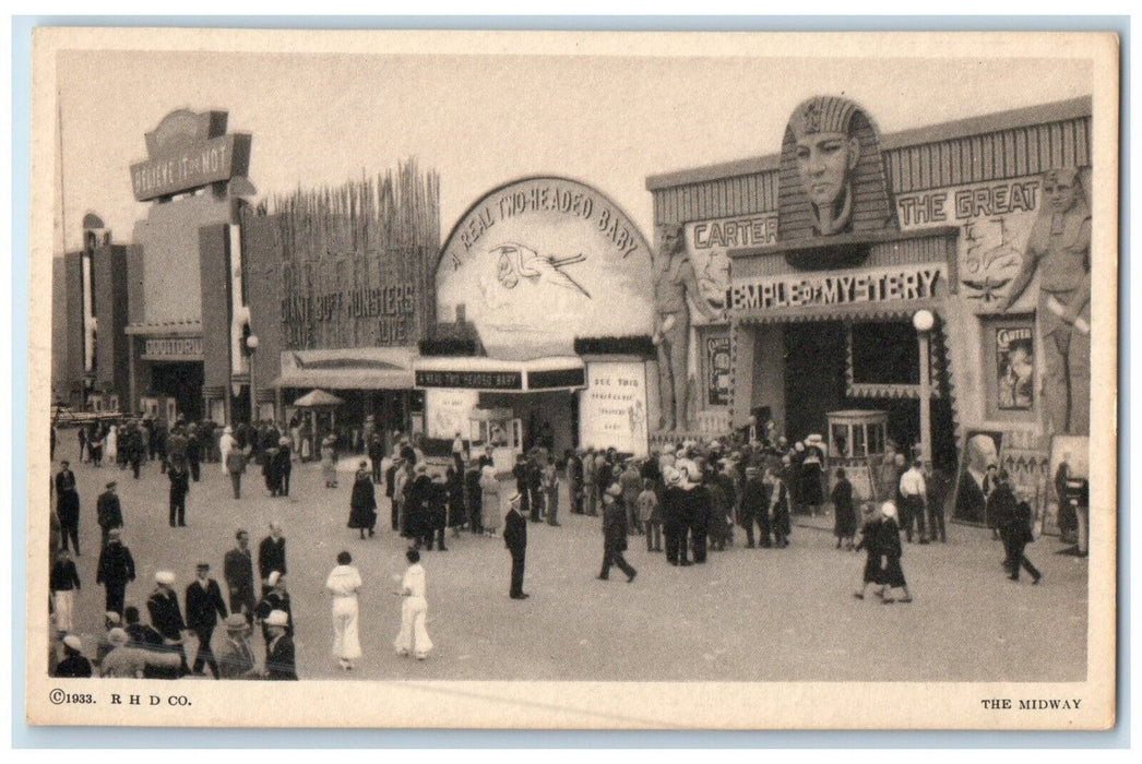 1933 Exterior View Midway Century Progress Chicago Illinois IL Antique Postcard