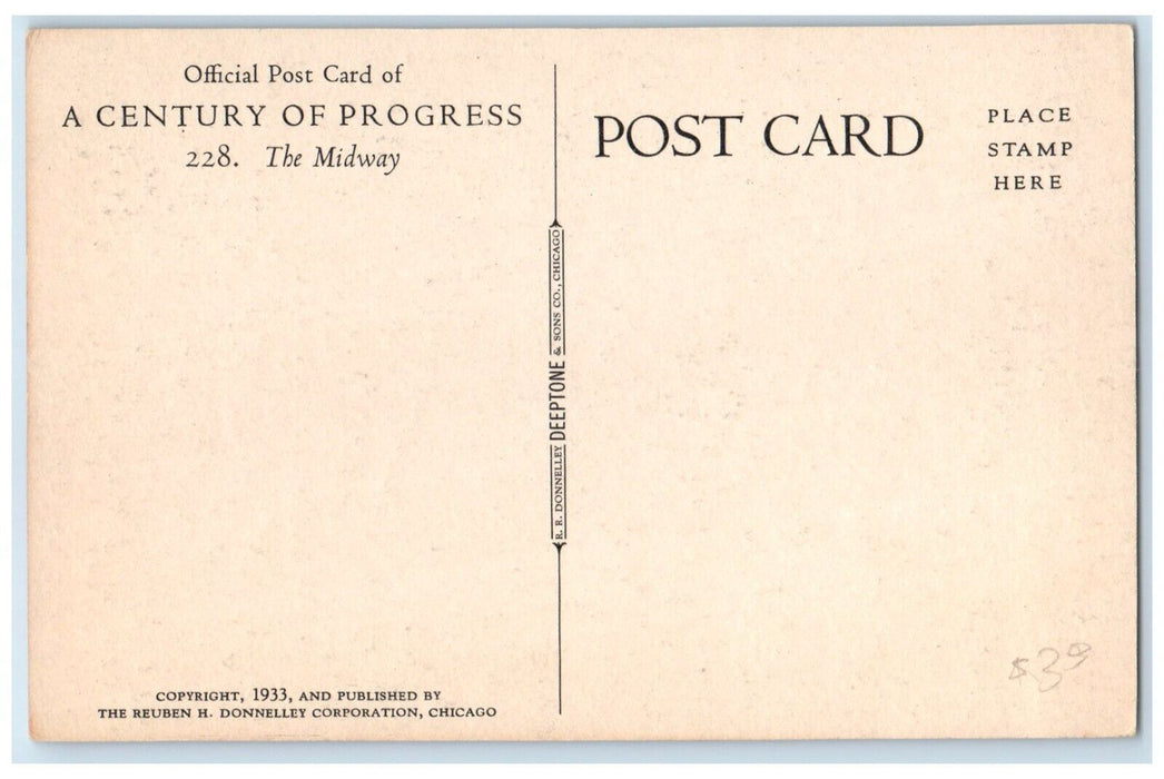 1933 Exterior View Midway Century Progress Chicago Illinois IL Antique Postcard